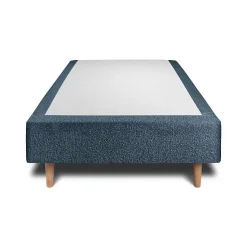 Lit avec tête de lit bouclette et sommier tapissier - Lit en bois massif