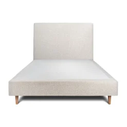 Lit avec tête de lit bouclette et sommier tapissier - Lit en bois massif