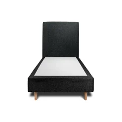 Lit avec tête de lit bouclette et sommier tapissier - Lit en bois massif