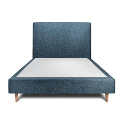 Lit avec tête de lit bouclette et sommier tapissier - Lit en bois massif