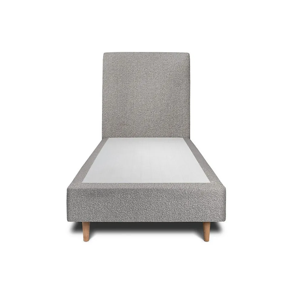 Lit avec tête de lit bouclette et sommier tapissier - Lit en bois massif