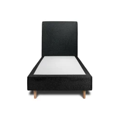 Lit avec tête de lit bouclette et sommier tapissier - Lit en bois massif