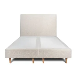 Lit avec tête de lit bouclette et sommier tapissier - Lit en bois massif