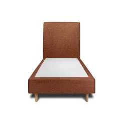 Lit avec tête de lit bouclette et sommier tapissier - Lit en bois massif