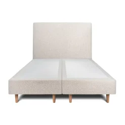 Lit avec tête de lit bouclette et sommier tapissier - Lit en bois massif