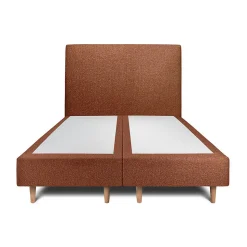 Lit avec tête de lit bouclette et sommier tapissier - Lit en bois massif