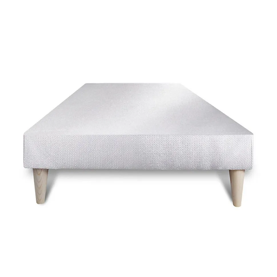 Lit avec tête de lit bouclette et sommier tapissier - Lit en bois massif