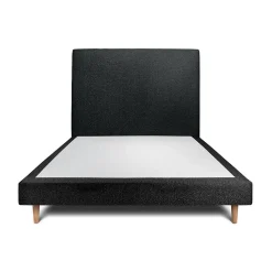 Lit avec tête de lit bouclette et sommier tapissier - Lit en bois massif