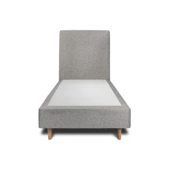 Lit avec tête de lit bouclette et sommier tapissier - Lit en bois massif