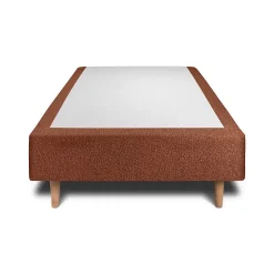 Lit avec tête de lit bouclette et sommier tapissier - Lit en bois massif