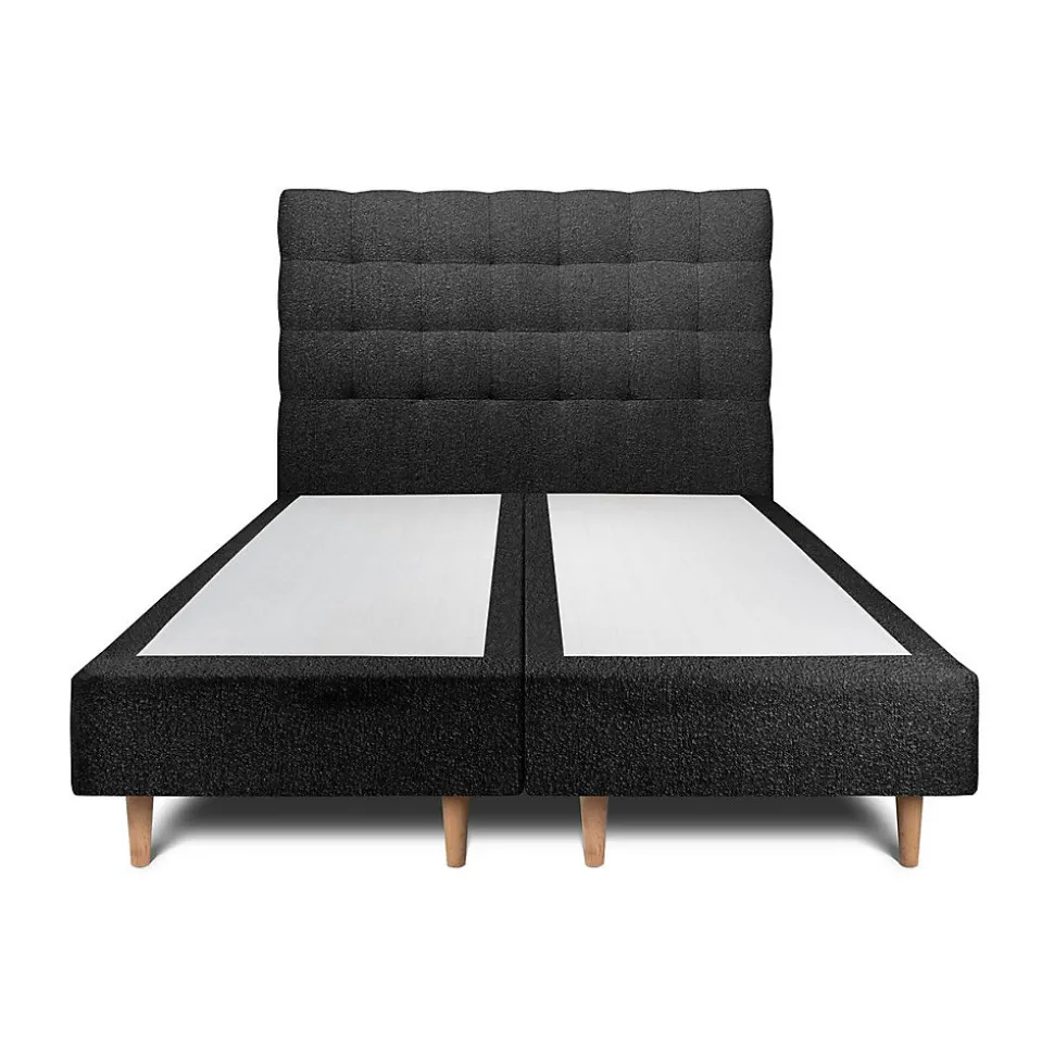 Lit avec tête de lit capitonnée et sommier tapissier - Lit en bois massif