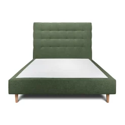 Lit avec tête de lit capitonnée tissu et sommier tapissier - Lit en bois massif