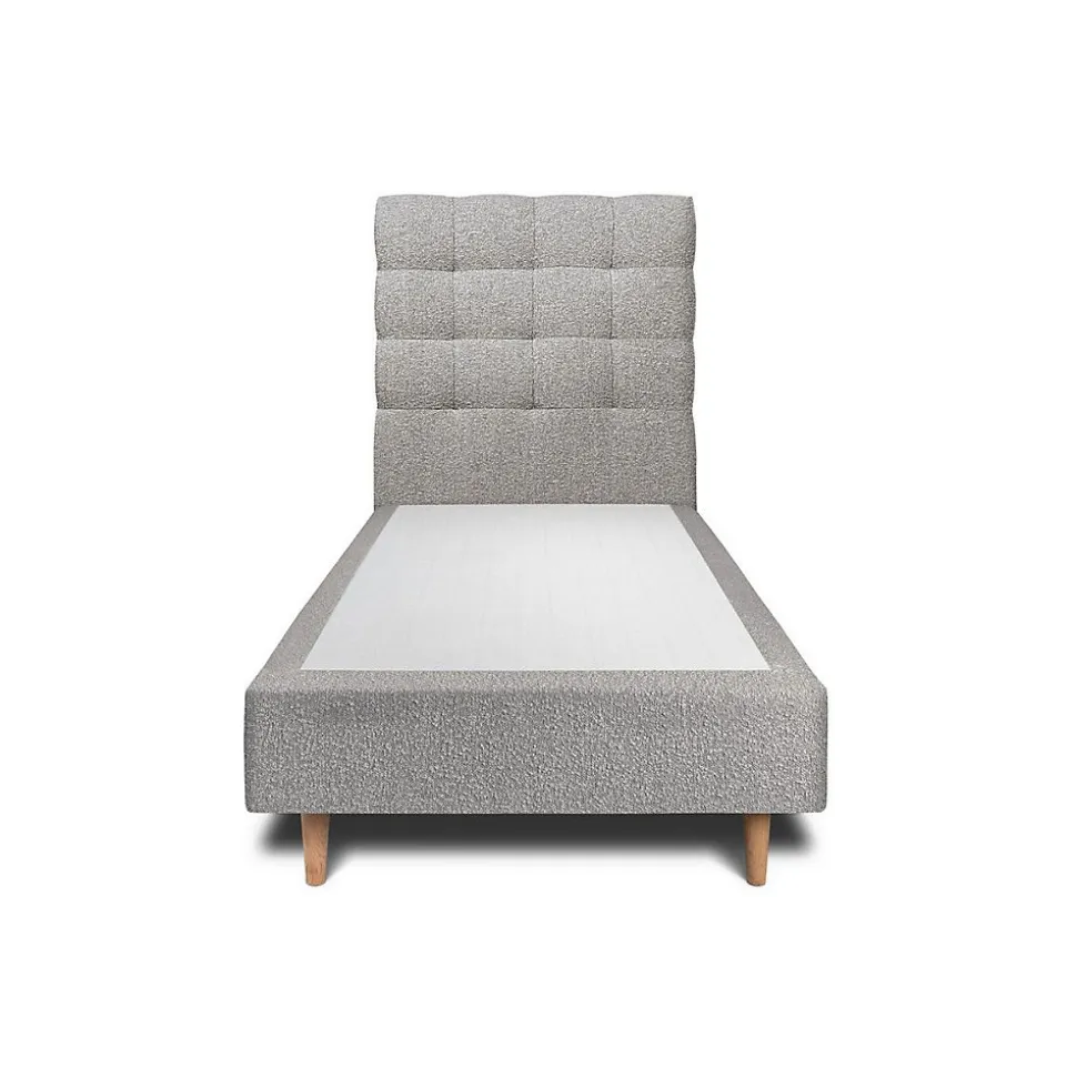 Lit avec tête de lit capitonnée et sommier tapissier - Lit en bois massif