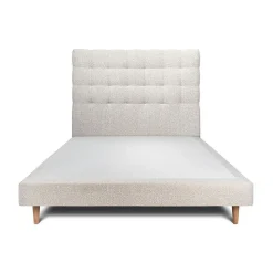 Lit avec tête de lit capitonnée et sommier tapissier - Lit en bois massif