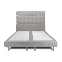 Lit avec tête de lit capitonnée et sommier tapissier - Lit en bois massif