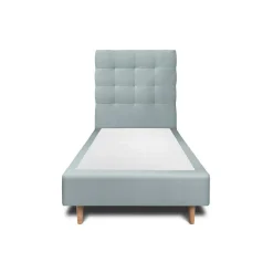 Lit avec tête de lit capitonnée velours et sommier - Lit en bois massif