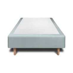 Lit avec tête de lit capitonnée velours et sommier - Lit en bois massif