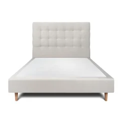 Lit avec tête de lit capitonnée velours et sommier - Lit en bois massif