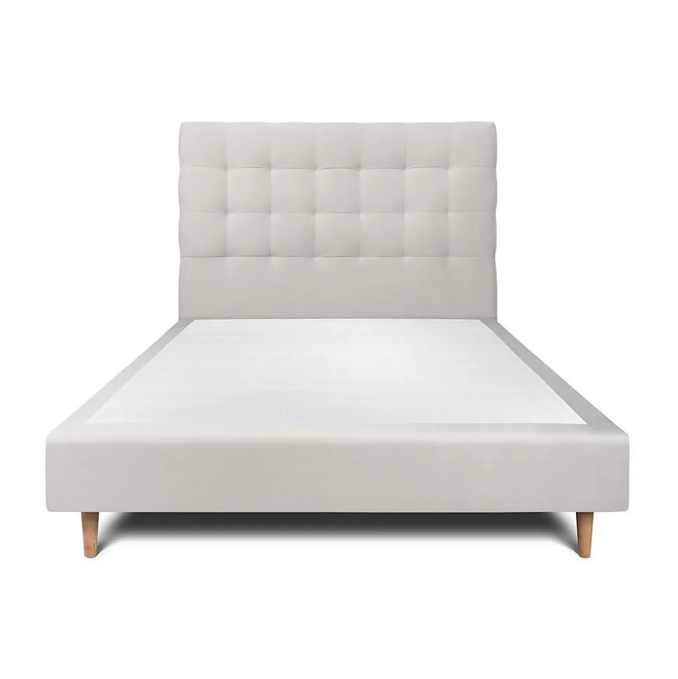 Lit avec tête de lit capitonnée velours et sommier - Lit en bois massif