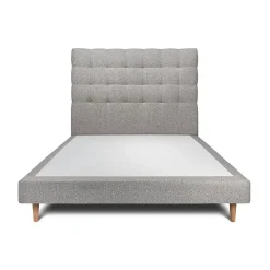 Lit avec tête de lit capitonnée et sommier tapissier - Lit en bois massif
