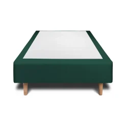 Lit avec tête de lit capitonnée velours et sommier - Lit en bois massif