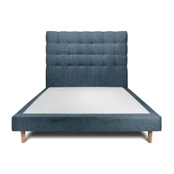 Lit avec tête de lit capitonnée et sommier tapissier - Lit en bois massif