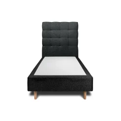 Lit avec tête de lit capitonnée et sommier tapissier - Lit en bois massif