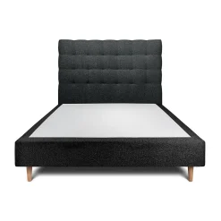 Lit avec tête de lit capitonnée et sommier tapissier - Lit en bois massif