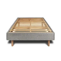 Lit avec tête de lit capitonnée et sommier kit - Lit en bois massif