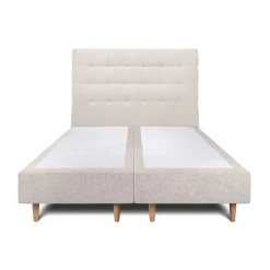 Lit avec tête de lit capitonnée tissu et sommier tapissier - Lit en bois massif