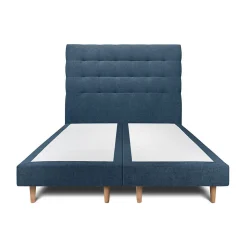 Lit avec tête de lit capitonnée tissu et sommier tapissier - Lit en bois massif