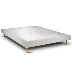 Lit avec tête de lit capitonnée velours et sommier - Lit en bois massif