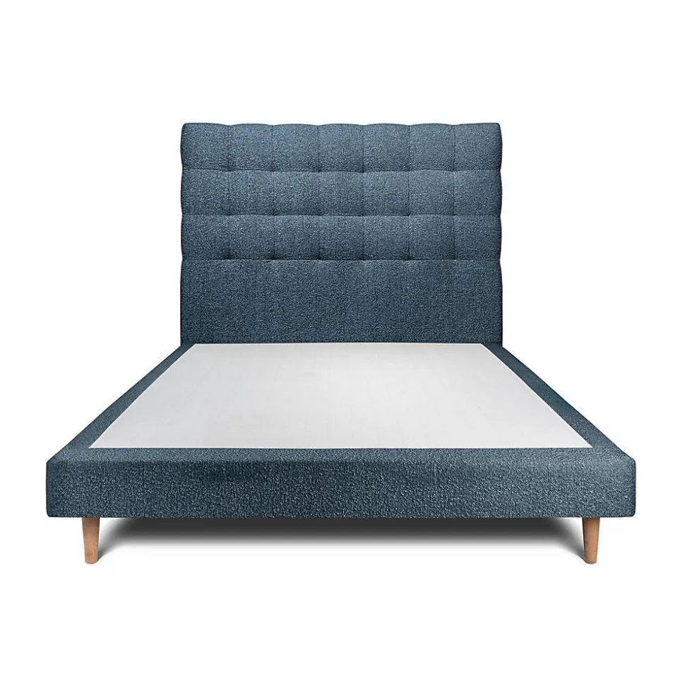 Lit avec tête de lit capitonnée et sommier tapissier - Lit en bois massif