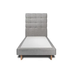 Lit avec tête de lit capitonnée et sommier tapissier - Lit en bois massif