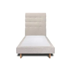 Lit avec tête de lit capitonnée tissu et sommier tapissier - Lit en bois massif