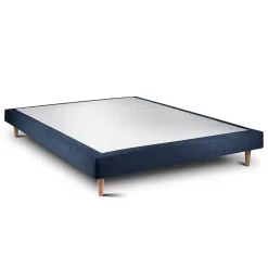 Lit avec tête de lit capitonnée tissu et sommier tapissier - Lit en bois massif