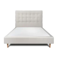 Lit avec tête de lit capitonnée velours et sommier - Lit en bois massif