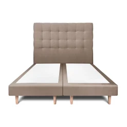 Lit avec tête de lit capitonnée velours et sommier - Lit en bois massif