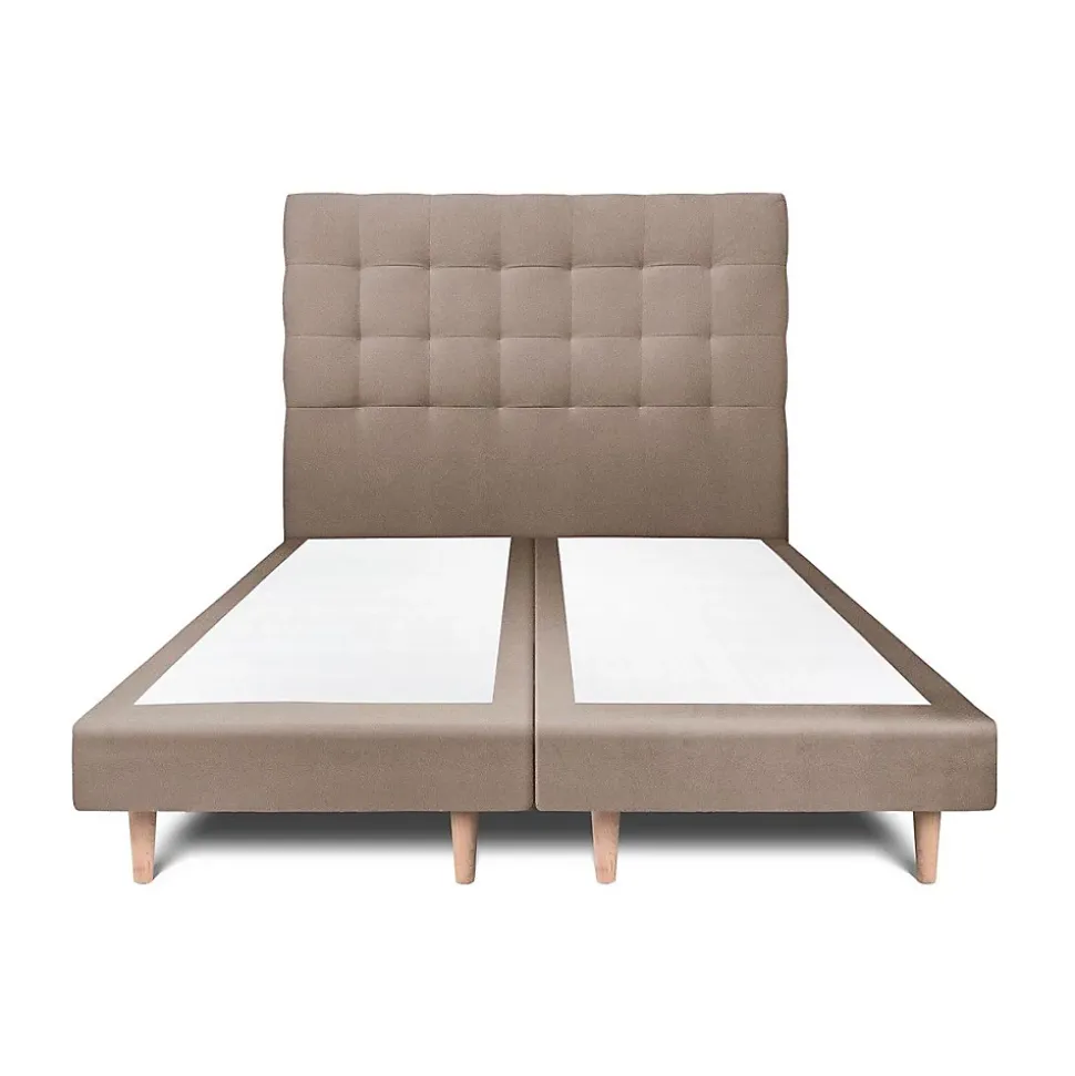 Lit avec tête de lit capitonnée velours et sommier - Lit en bois massif