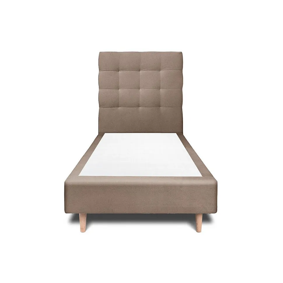 Lit avec tête de lit capitonnée velours et sommier - Lit en bois massif