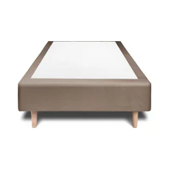 Lit avec tête de lit capitonnée velours et sommier - Lit en bois massif