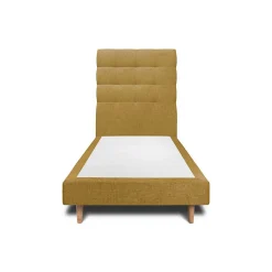 Lit avec tête de lit capitonnée tissu et sommier tapissier - Lit en bois massif