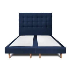 Lit avec tête de lit capitonnée velours et sommier - Lit en bois massif