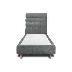 Lit avec tête de lit capitonnée tissu et sommier tapissier - Lit en bois massif