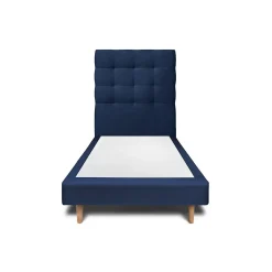 Lit avec tête de lit capitonnée velours et sommier - Lit en bois massif