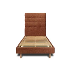 Lit avec tête de lit capitonnée et sommier kit - Lit en bois massif