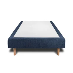 Lit avec tête de lit capitonnée tissu et sommier tapissier - Lit en bois massif