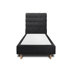 Lit avec tête de lit capitonnée tissu et sommier tapissier - Lit en bois massif