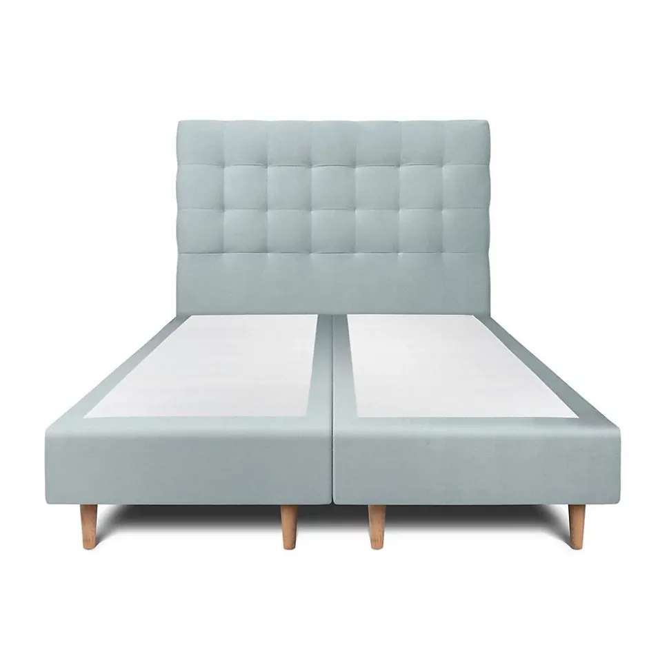 Lit avec tête de lit capitonnée velours et sommier - Lit en bois massif