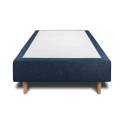 Lit avec tête de lit capitonnée tissu et sommier tapissier - Lit en bois massif